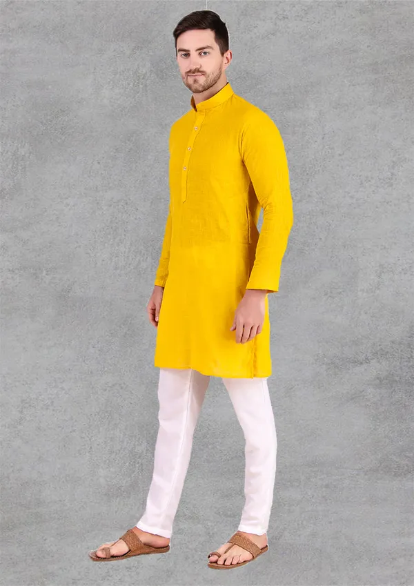 Yellow_Cotton_Kurta_Pajama_Set_For_Men