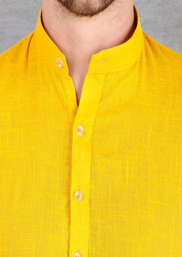 Yellow_Cotton_Kurta_Pajama_Set_For_Men
