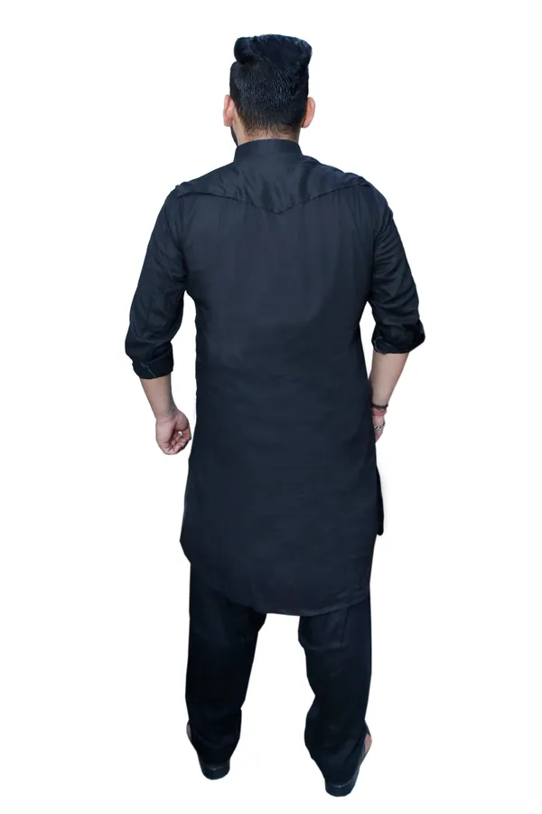 Black_Cotton_Pathani_Suit_Kurta_Pajama_Set_For_Men