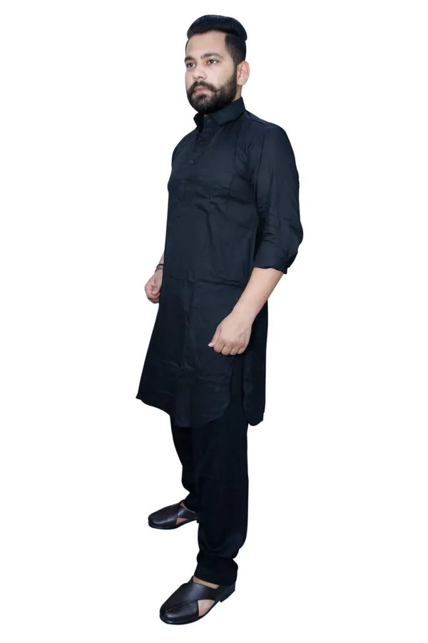 Black_Cotton_Pathani_Suit_Kurta_Pajama_Set_For_Men