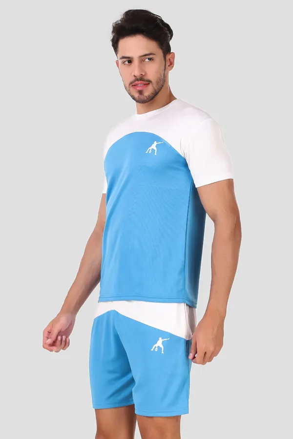 White_And_Sky_Blue_Polyester_T_Shirt_And_Shorts_Set_For_Men