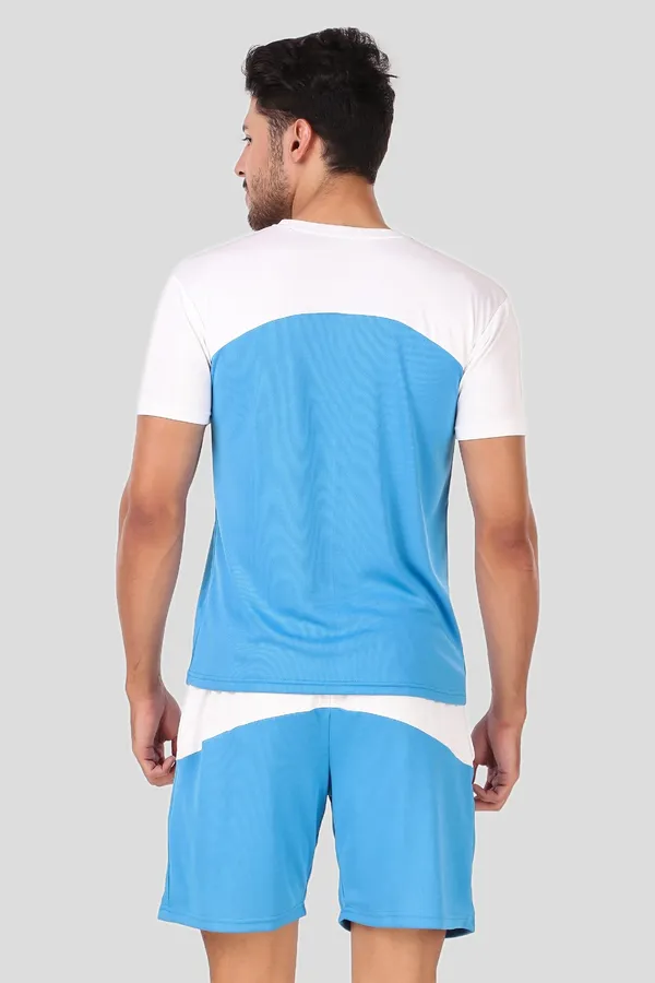 White_And_Sky_Blue_Polyester_T_Shirt_And_Shorts_Set_For_Men