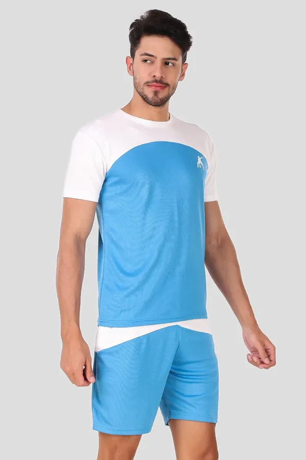 White_And_Sky_Blue_Polyester_T_Shirt_And_Shorts_Set_For_Men