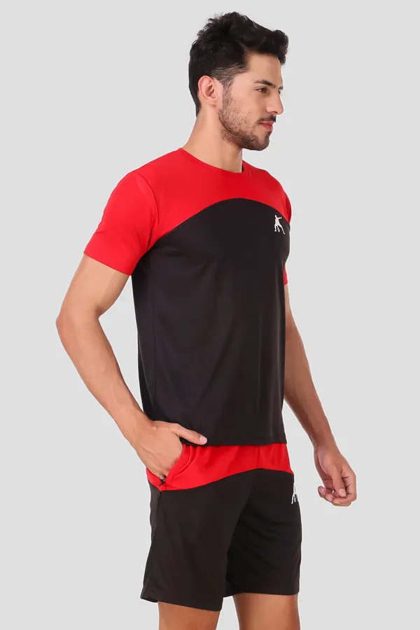 Black_Polyester_T_Shirt_And_Shorts_Set_For_Men