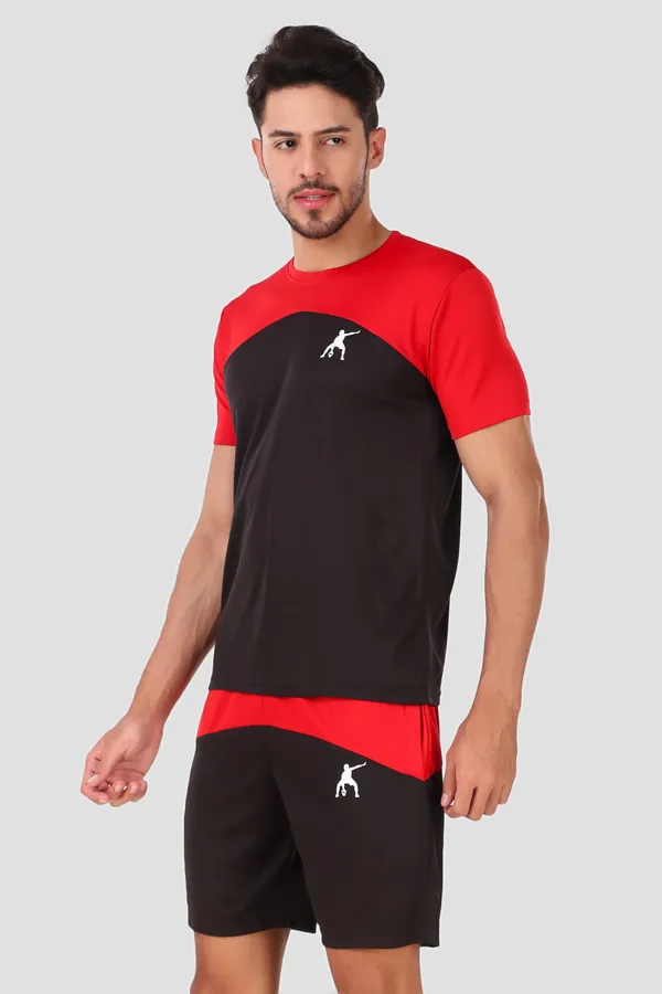 Black_Polyester_T_Shirt_And_Shorts_Set_For_Men