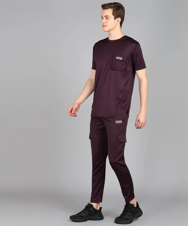 Maroon_Polyester_T_Shirt_And_Lower_Set_For_Men