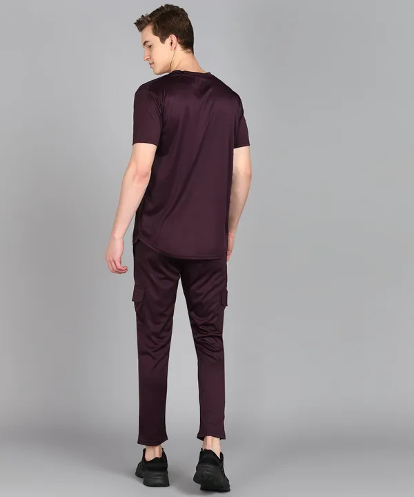 Maroon_Polyester_T_Shirt_And_Lower_Set_For_Men