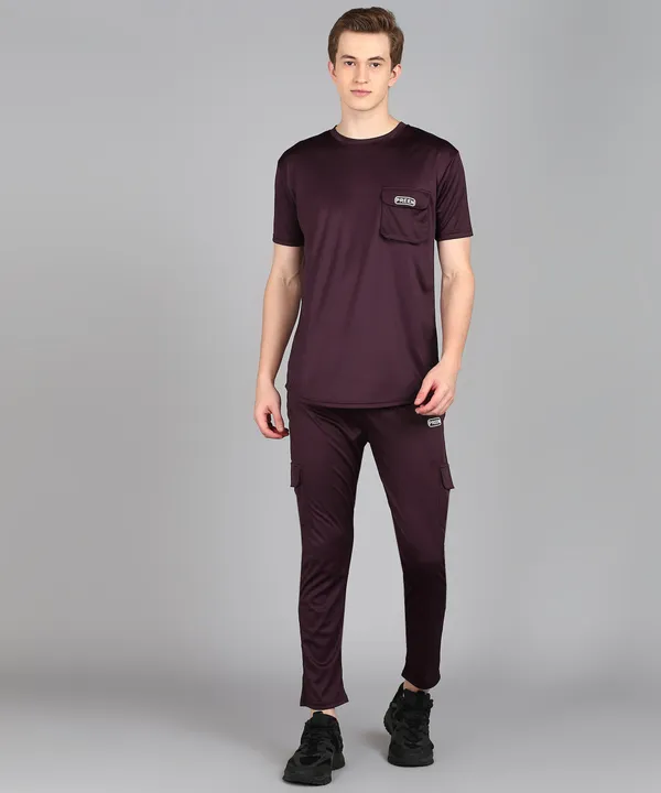 Maroon_Polyester_T_Shirt_And_Lower_Set_For_Men