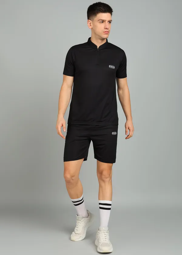 White_Polyester_T_Shirt_And_Shorts_Set_For_Men