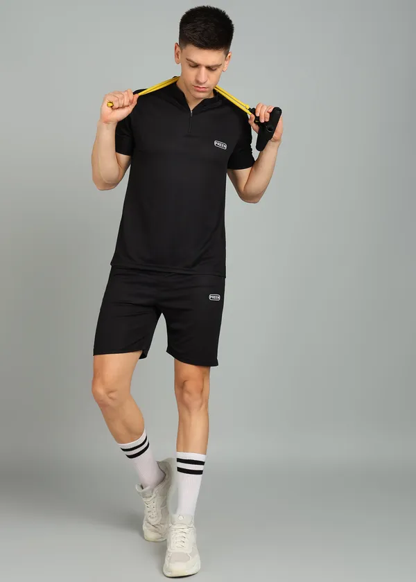 Black_Polyester_T_Shirt_And_Shorts_Set_For_Men