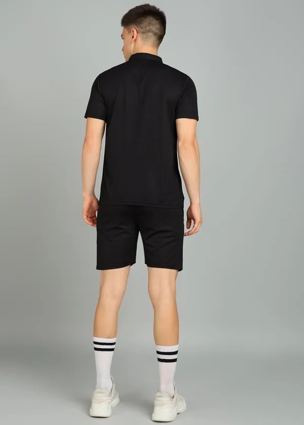 Black_Polyester_T_Shirt_And_Shorts_Set_For_Men