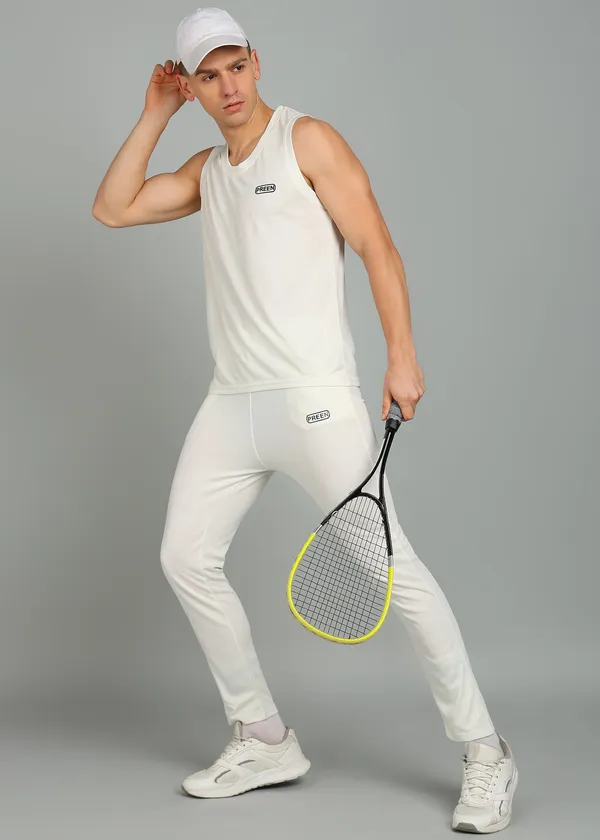 White_Polyester_Sleeveless_T_Shirt_And_Lower_Set_For_Men