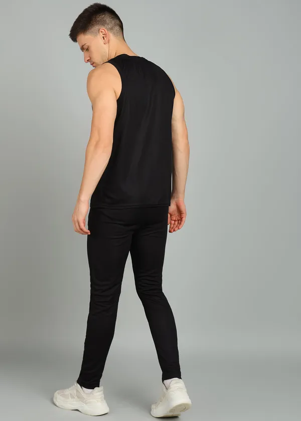 Black_Polyester_Sleeveless_T_Shirt_And_Lower_Set_For_Men