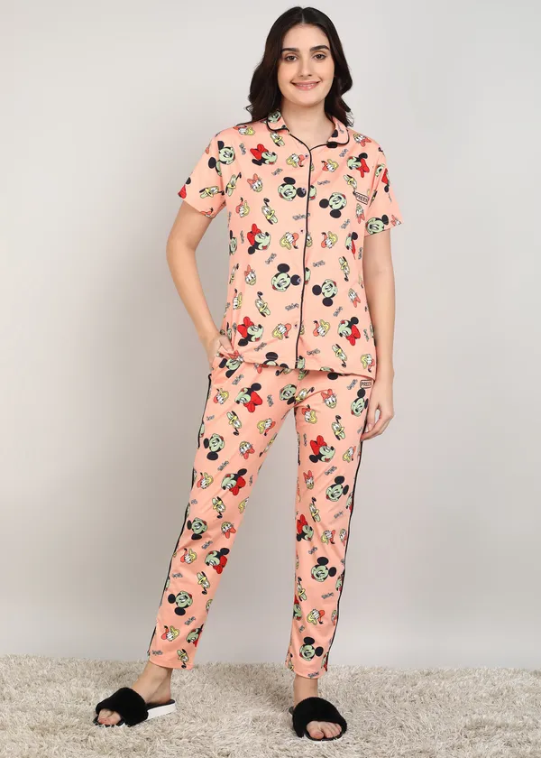 Blue_Polyester_Shirt_Pajama_Set_For_Women
