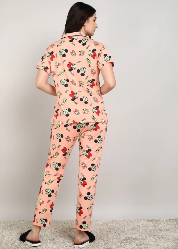 Blue_Polyester_Shirt_Pajama_Set_For_Women