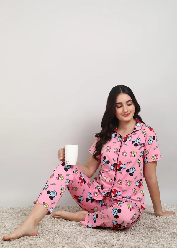 Pink_Polyester_Shirt_Pajama_Set_For_Women