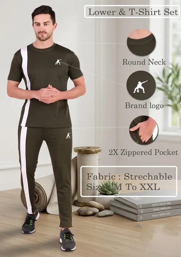 Mehndi_Green_Polyester_Tshirt_And_Lower_Set_For_Men