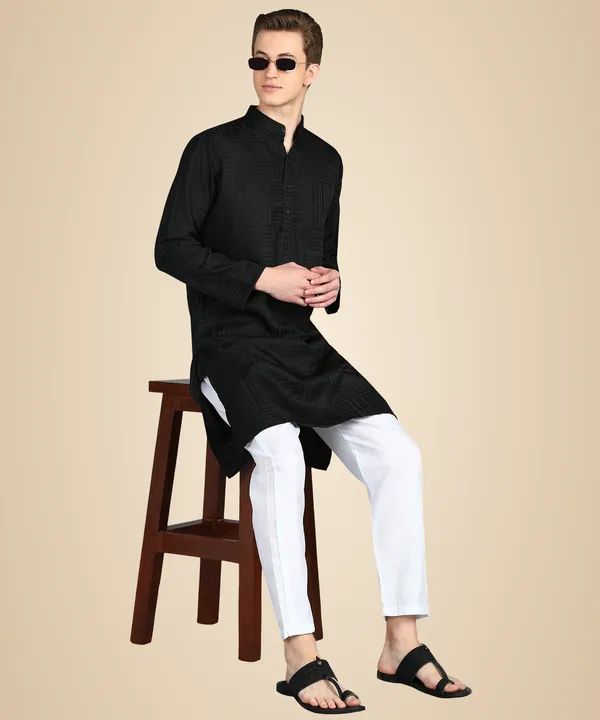 Black_Cotton_Kurta_Pajama_Set_For_Men