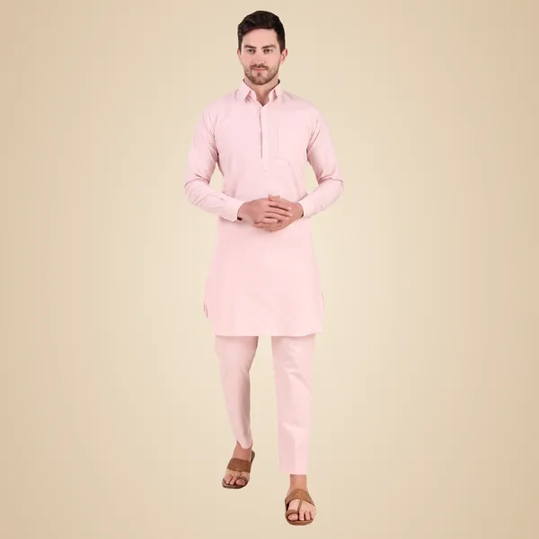 Pink_Cotton_Pathani_Suit_Kurta_Pajama_Set_For_Men