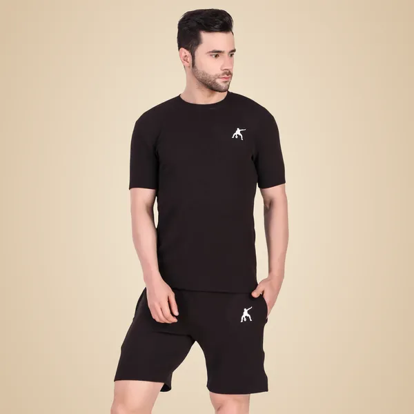 Black_Polyester_T_Shirt_And_Shorts_Set_For_Men