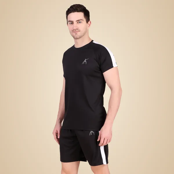 Black_Polyester_T_Shirt_And_Shorts_Set_For_Men