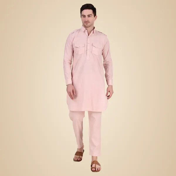 Pink_Cotton_Pathani_Suit_Kurta_Pajama_Set_For_Men