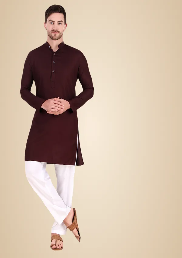 Brown_Cotton_Kurta_Pajama_Set_For_Men