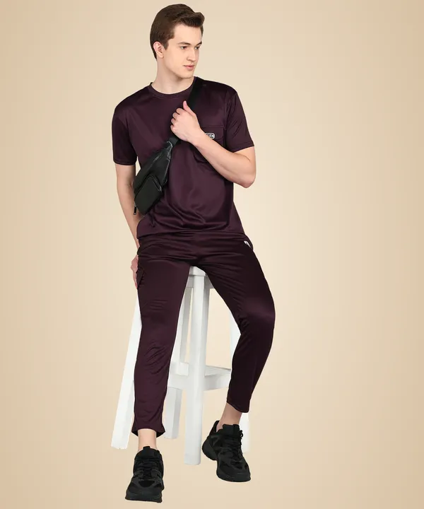 Maroon_Polyester_T_Shirt_And_Lower_Set_For_Men