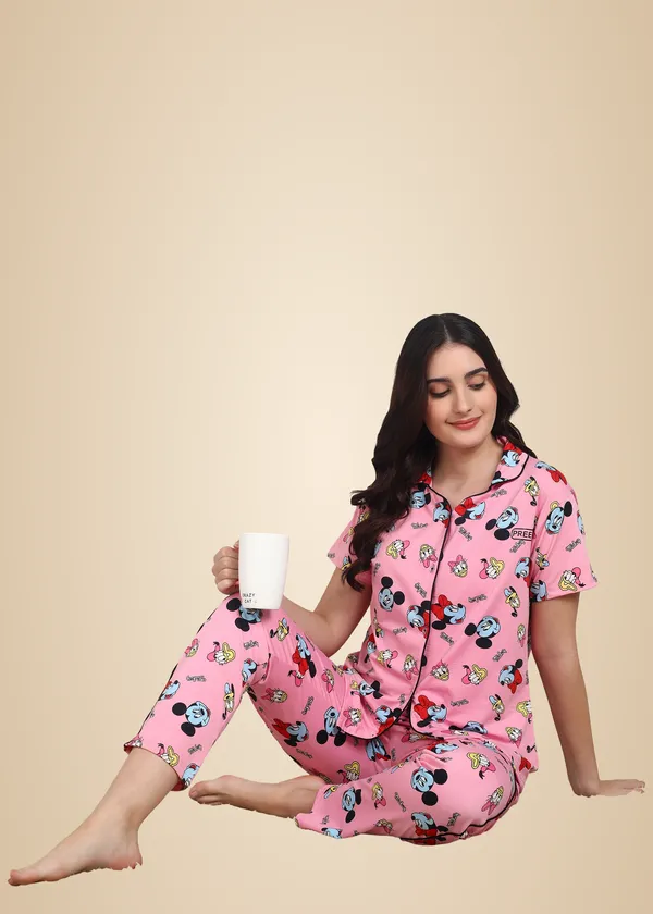 Pink_Polyester_Shirt_Pajama_Set_For_Women
