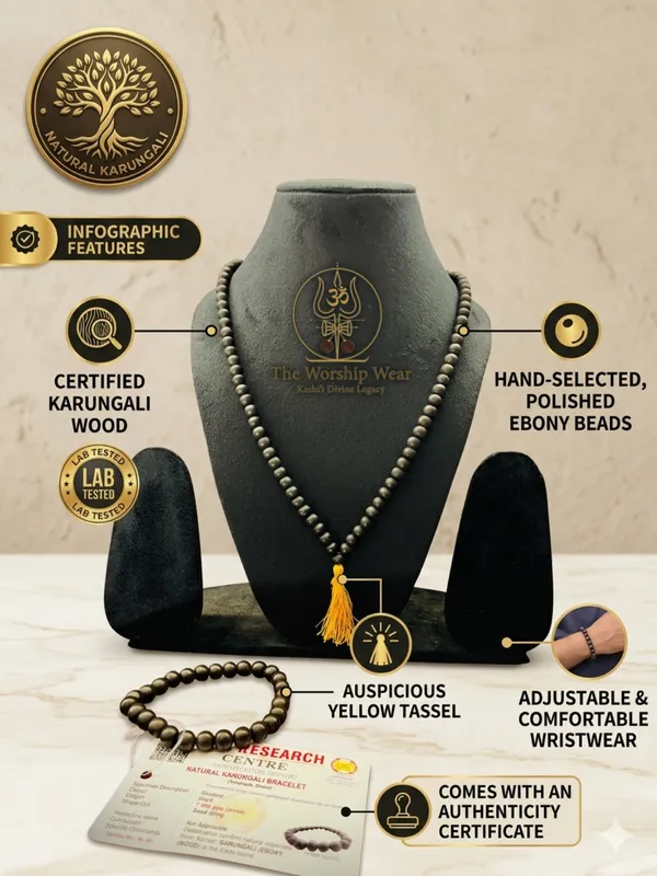 COMBO-108+1_Divya_Karungali_Mala_and_Bracelet-Natural_Ebony_Wood_Beads_(Govt._Certified)_-_The_Worship_Wear