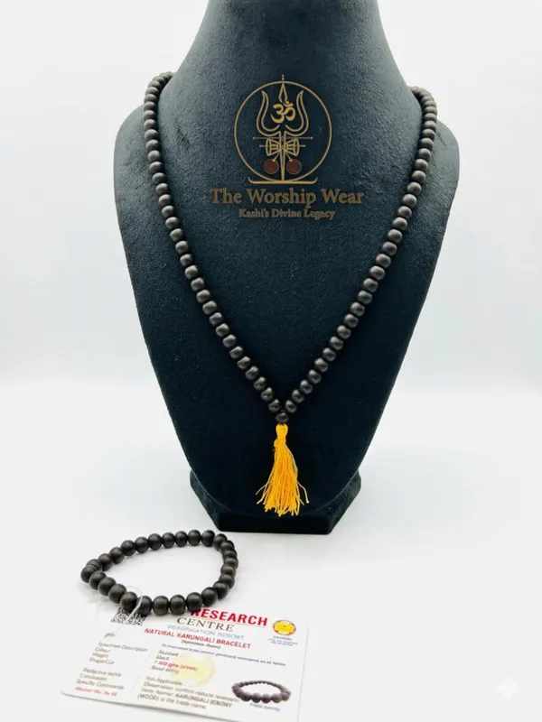 COMBO-108+1_Divya_Karungali_Mala_and_Bracelet-Natural_Ebony_Wood_Beads_(Govt._Certified)_-_The_Worship_Wear