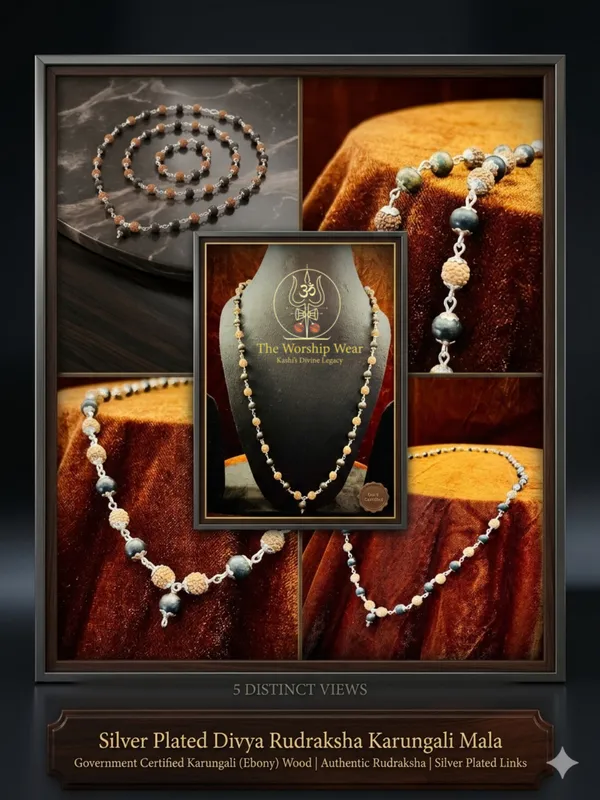 Silver_Plated_Original_Divya_Rudraksha_Karungali_Mala_(Govt._Certified)_-_The_Worship_Wear