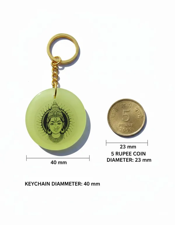 Green_Resin_Keychain_With_Spiritual_Design