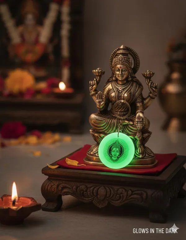 Green_Resin_Keychain_With_Spiritual_Design