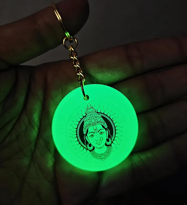 Green_Resin_Keychain_With_Spiritual_Design