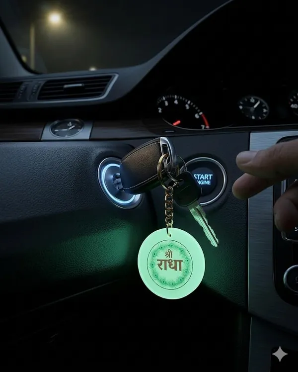 Green_Resin_Keychain_With_Spiritual_Design