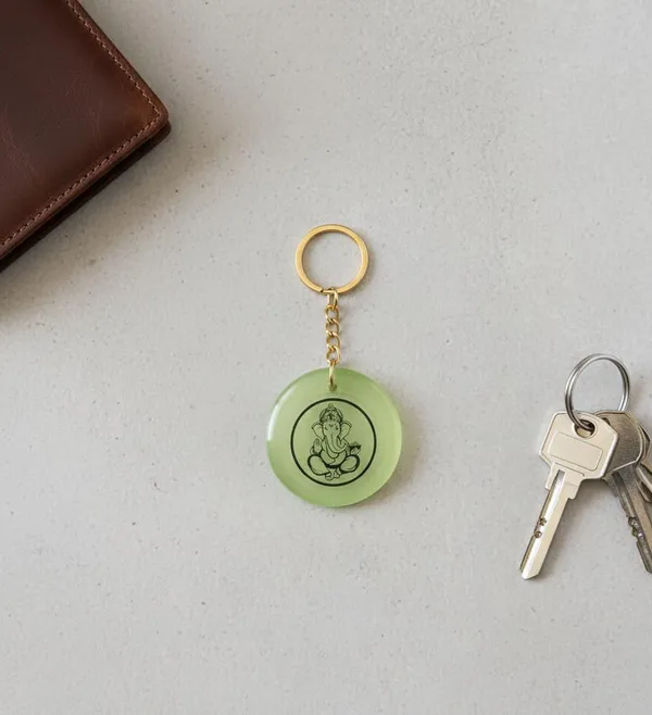 Green_Resin_Ganesh_Ji_Keychain