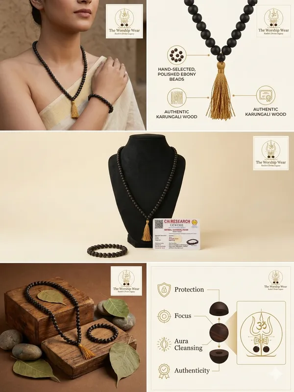 COMBO-108+1_Divya_Karungali_Mala_and_Bracelet-Natural_Ebony_Wood_Beads_(Govt._Certified)_-_The_Worship_Wear