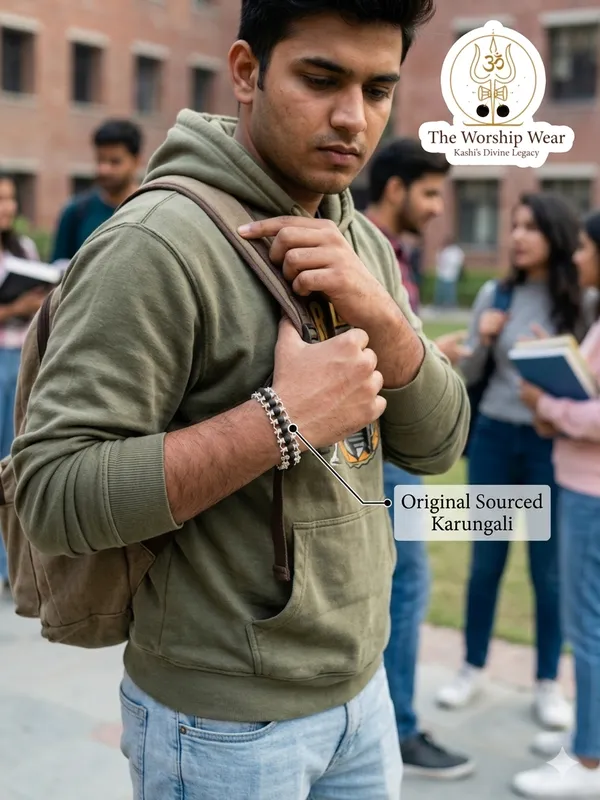 Silver_Plated_Karungali_Modern_Bracelet_-_Natural_Ebony_Wood