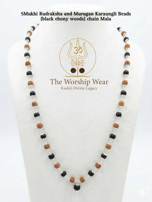 Silver_Plated_Original_Divya_Rudraksha_Karungali_Mala_(Govt._Certified)_-_The_Worship_Wear