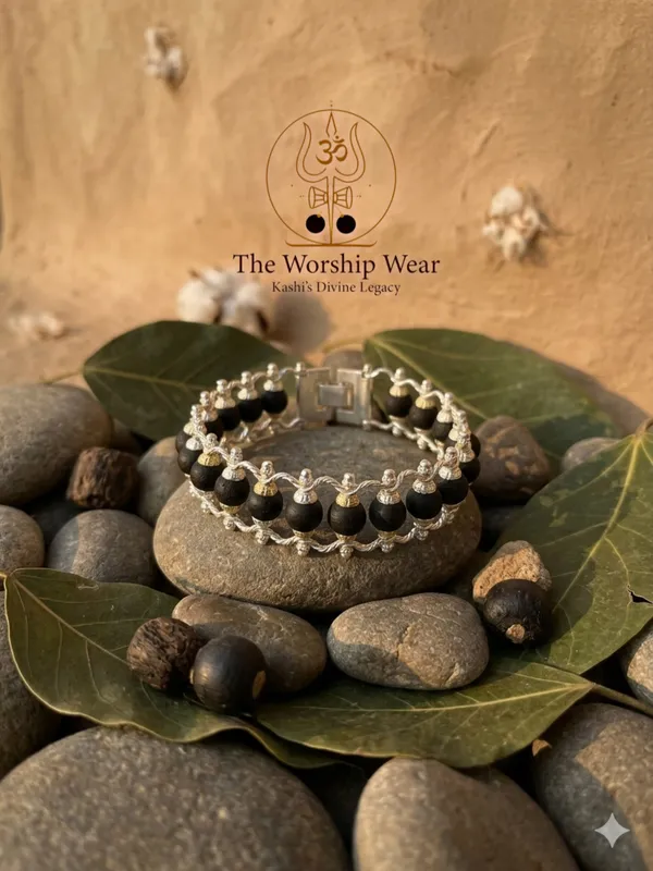 Silver_Plated_Karungali_Modern_Bracelet_-_Natural_Ebony_Wood