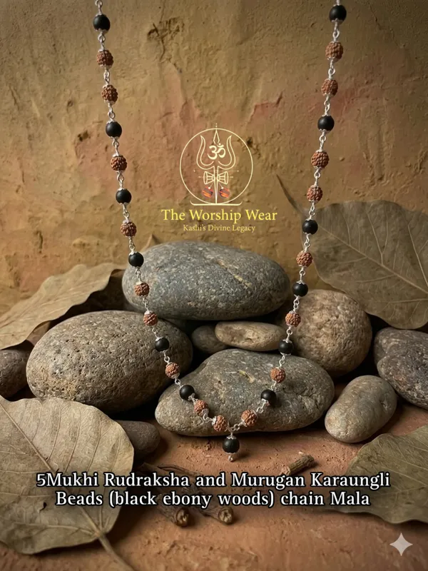 Silver_Plated_Original_Divya_Rudraksha_Karungali_Mala_(Govt._Certified)_-_The_Worship_Wear