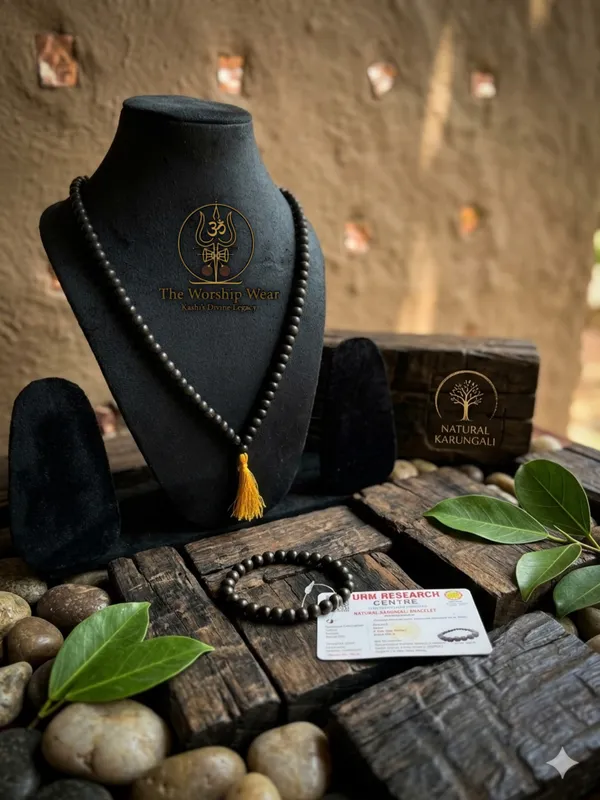 COMBO-108+1_Divya_Karungali_Mala_and_Bracelet-Natural_Ebony_Wood_Beads_(Govt._Certified)_-_The_Worship_Wear