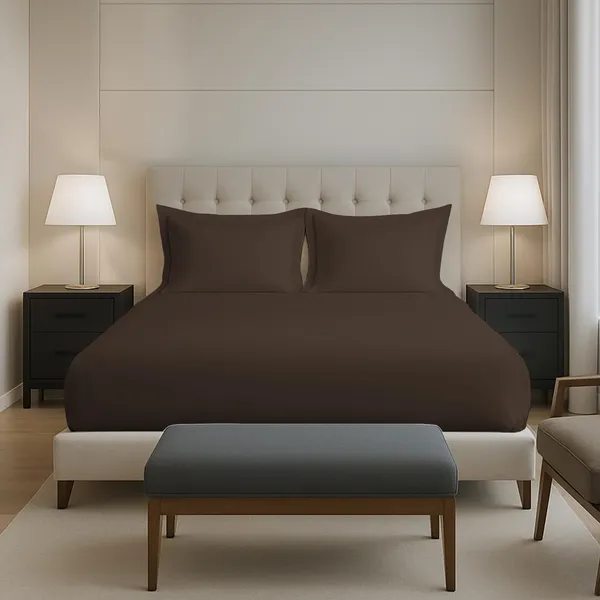 Cotton_Solid_New_Dark_Brown_Queen_Fitted_Bedsheet