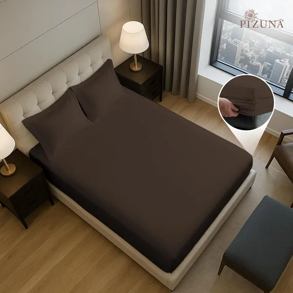 Cotton_Solid_New_Dark_Brown_Queen_Fitted_Bedsheet