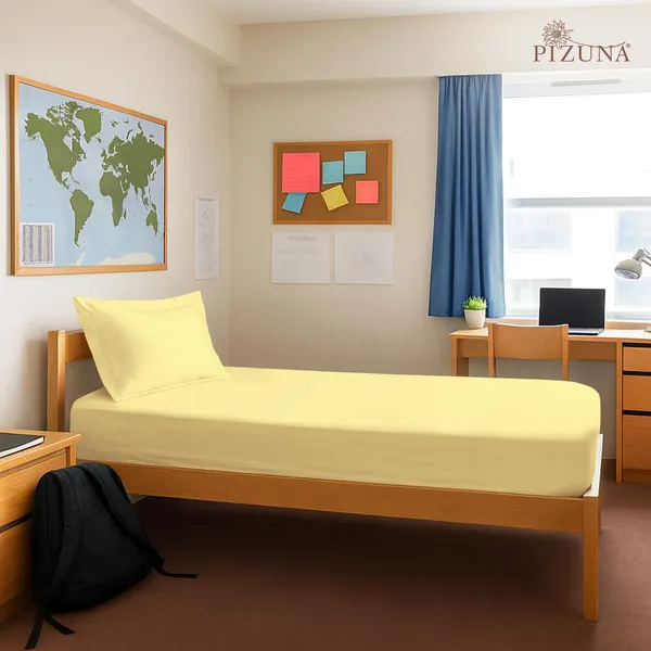 Cotton_Solid_Mellow_Yellow_Single_Fitted_Bedsheet