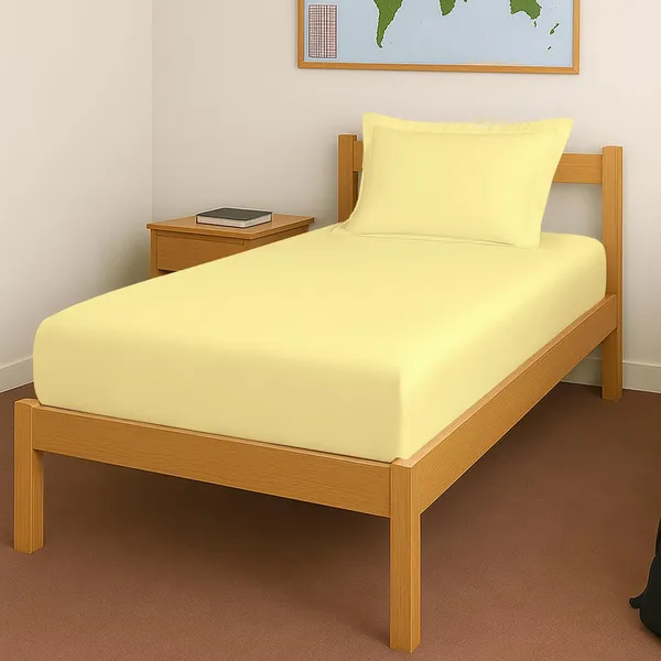 Cotton_Solid_Mellow_Yellow_Single_Fitted_Bedsheet
