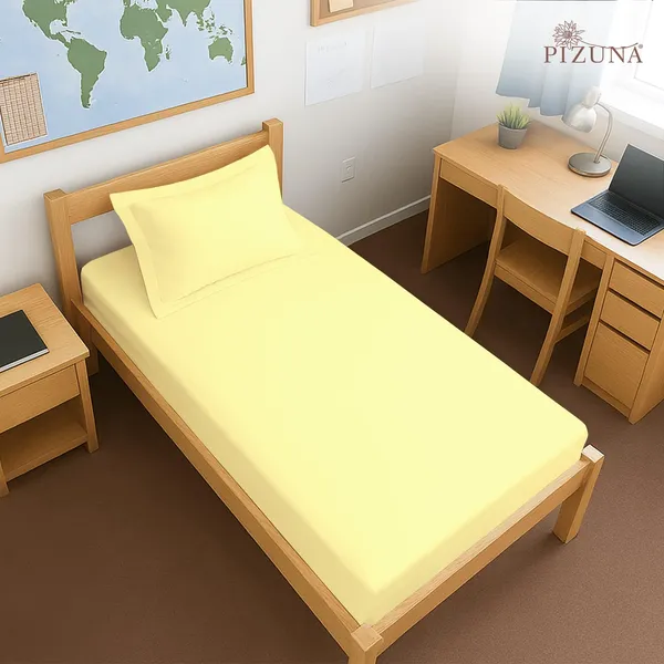 Cotton_Solid_Mellow_Yellow_Single_Fitted_Bedsheet