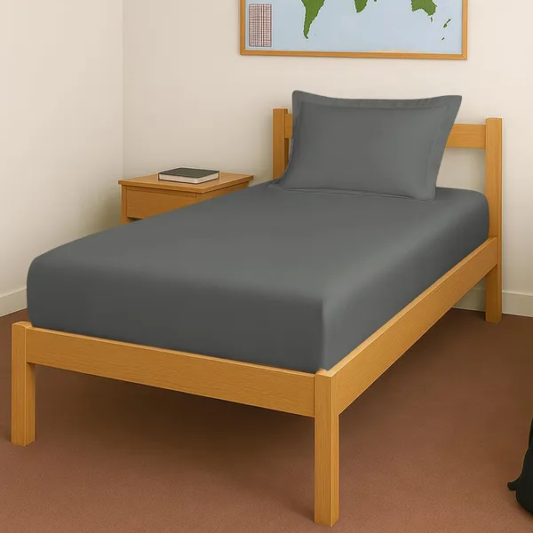 Cotton_Sateen_Solid_Dark_Grey_Single_Fitted_Bedsheet