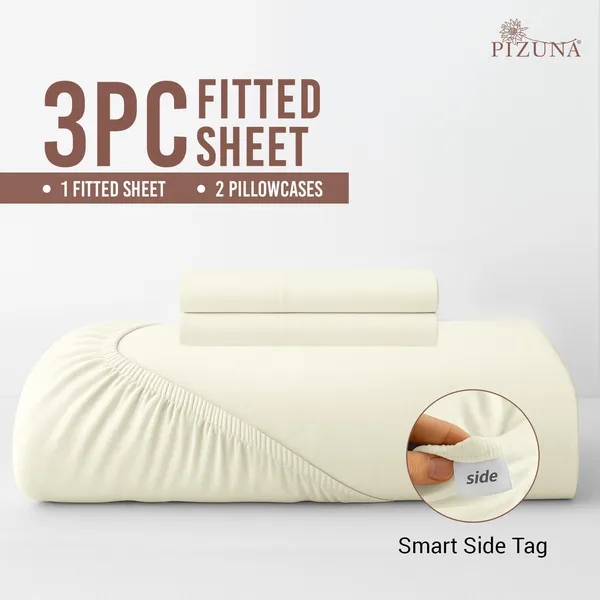 Pizuna_Cotton_Solid_Off_White_Queen_Fitted_Bedsheet_Set_With_2_Pillow_Covers